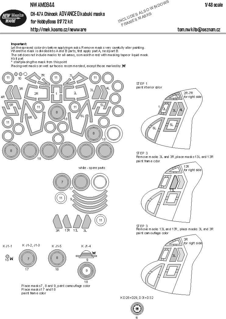 1:48 CH-47A Chinook ADVANCED kabuki masks