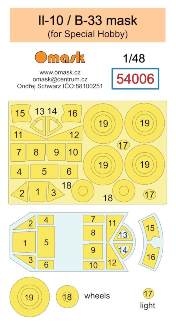 1:48 Il-10 / B-33 mask (for Special Hobby)