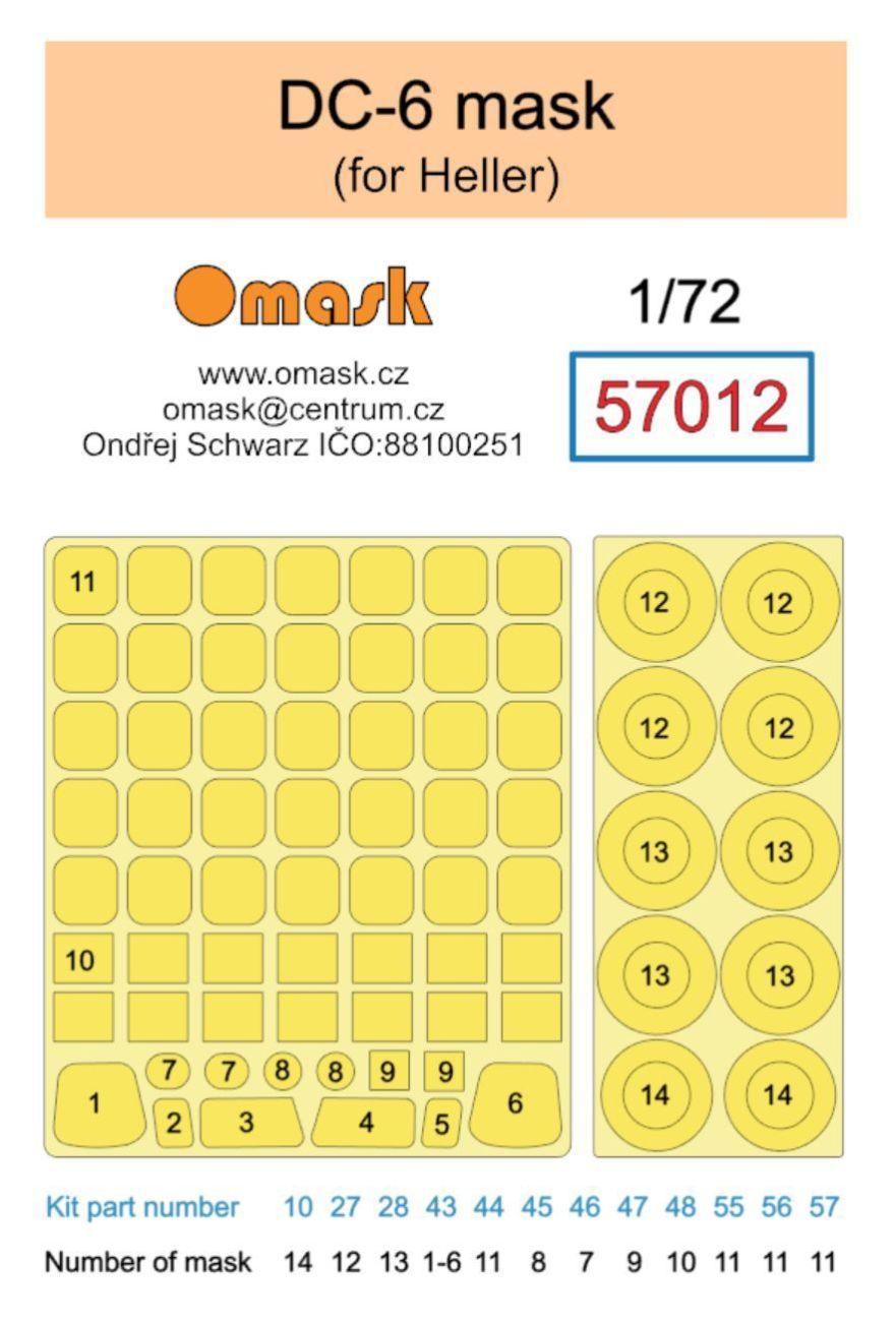 1:72 DC-6 mask (for Heller)