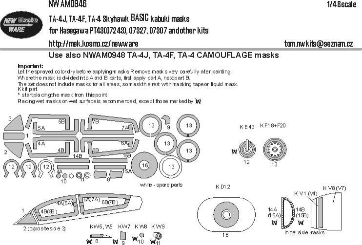 1:48 TA-4J, TA-4, TA-4 Skyhawk BASIC kabuki masks