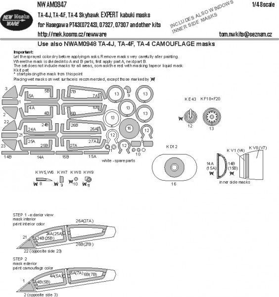 1:48 TA-4J, TA-4, TA-4 Skyhawk EXPERT kabuki masks