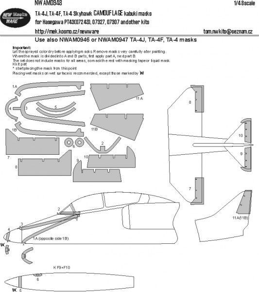 1:48 TA-4J, TA-4, TA-4 Skyhawk CAMOUFLAGE kabuki masks