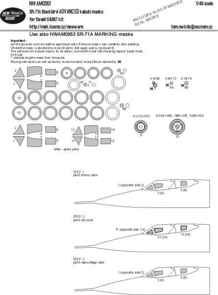 1:48 SR-71A Blackbird ADVANCED kabuki masks