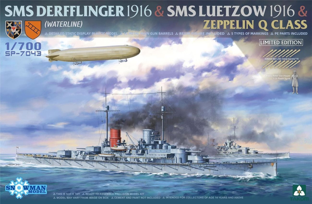 1:700 SMS Derfflinger 1916 + SMS Lützow 1916 + Zeppelin Q-class