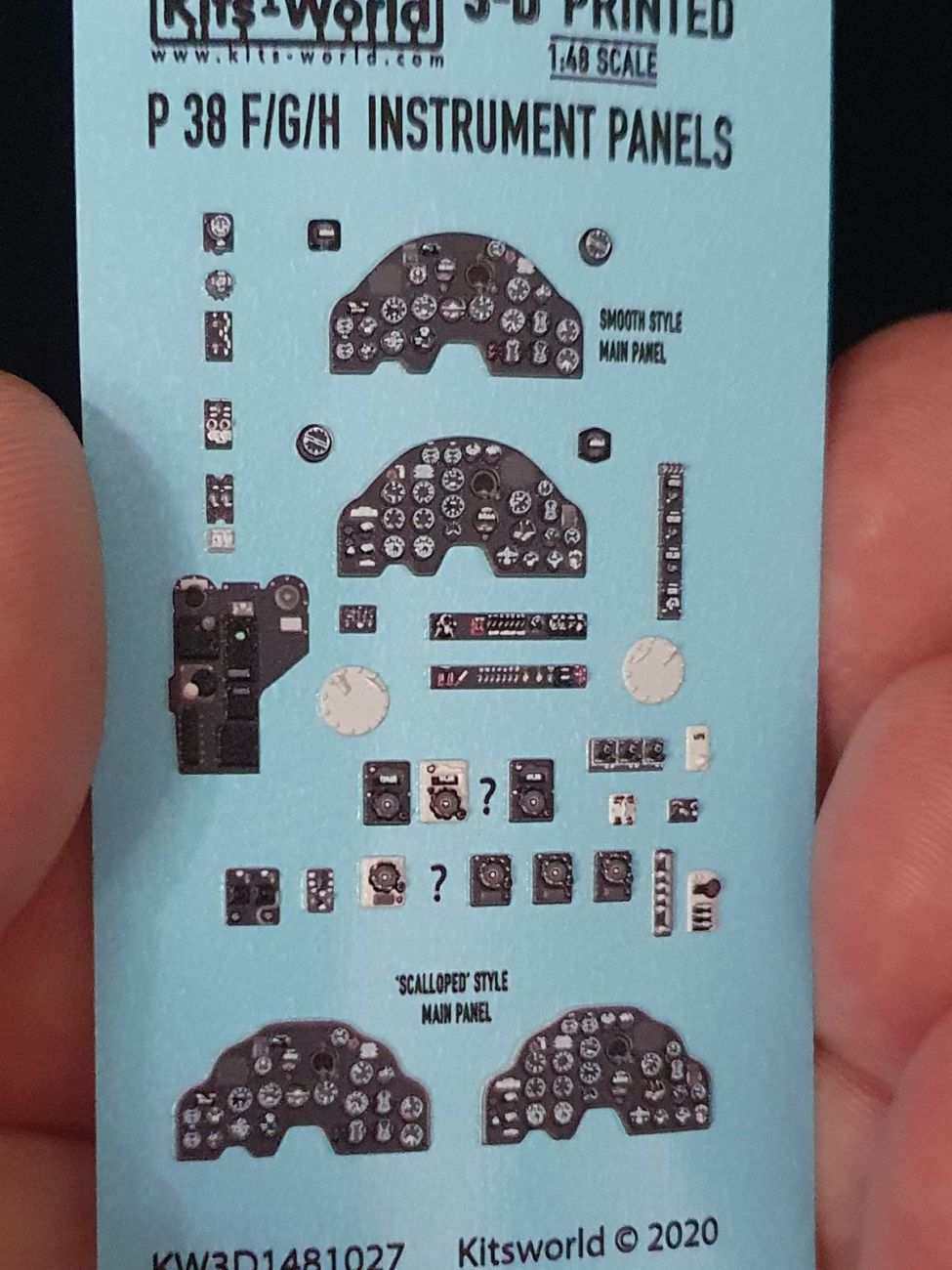 1:48 Lockheed P-38F/P-38G/P-38H Lightning 3D Full colour Instru - Academy, Hasagawa, Italeri, Tamiya