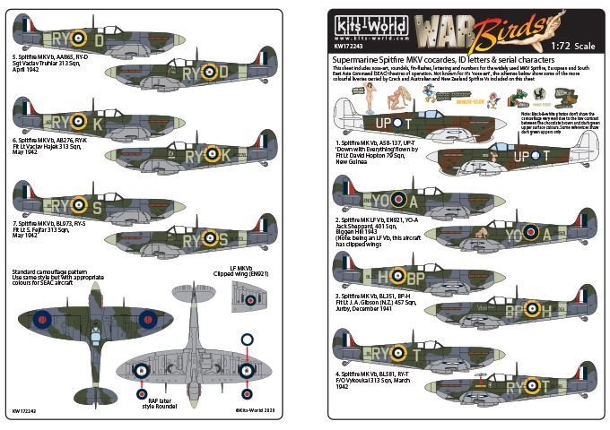 1:72 Supermarine Spitfire Mk.V cocardes