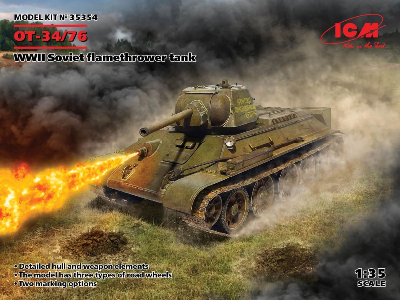 1:35 T-34/76 WWII Soviet flamethrower tank