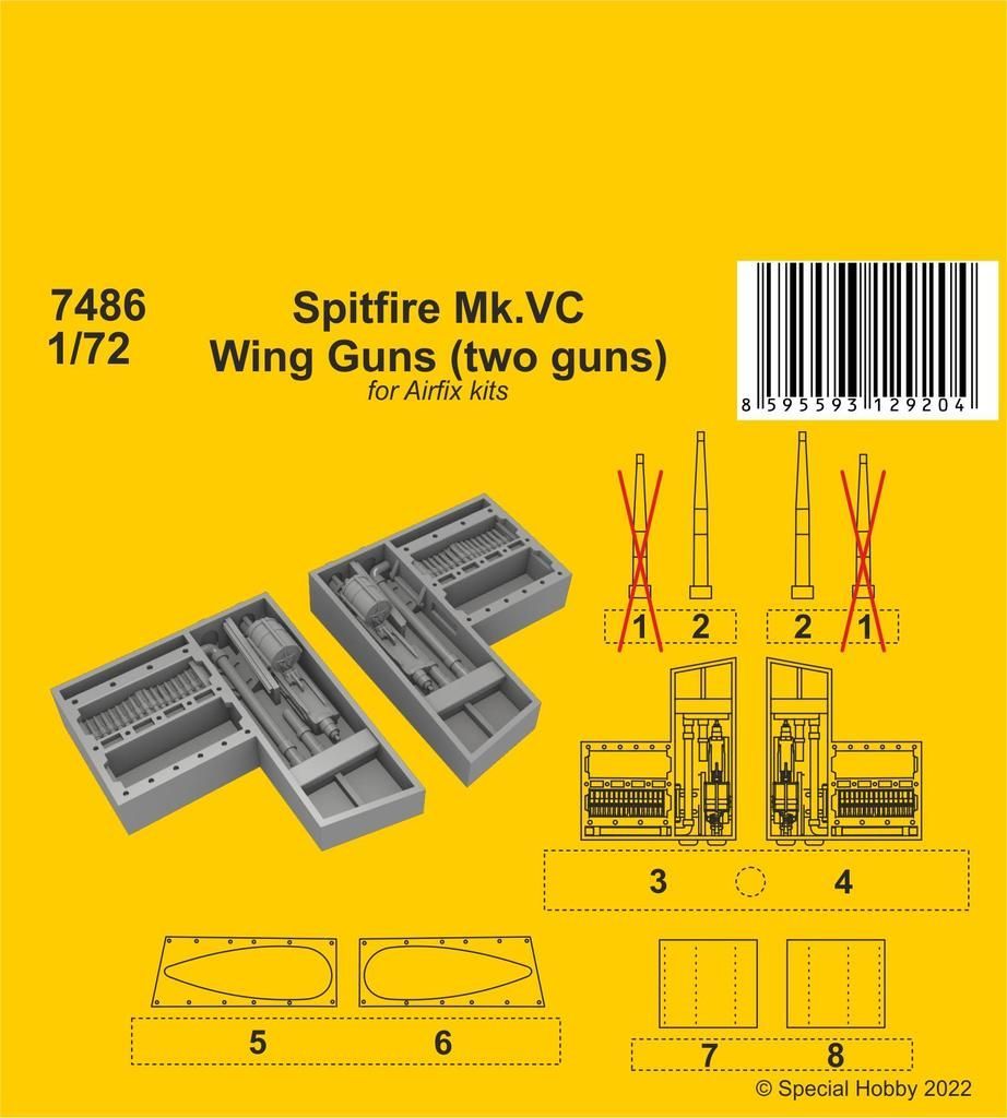 1:72 Spitfire Mk.VC Wing Guns (two guns) / for Airfix kit