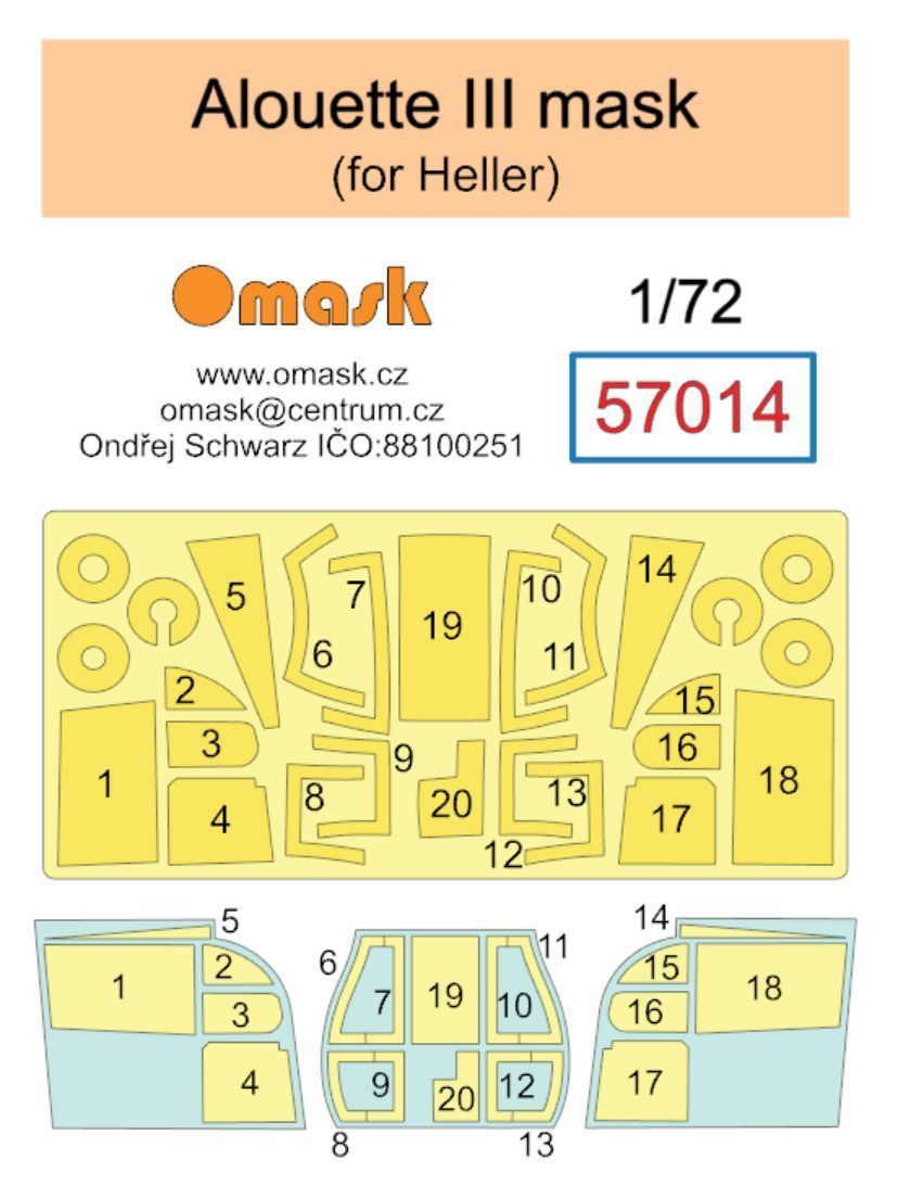1:72 Alouette III mask (for Heller)