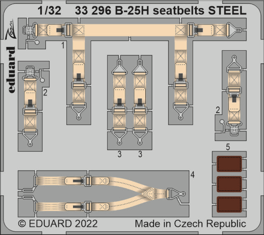 1:32 North-American B-25H Mitchell seatbelts STEEL