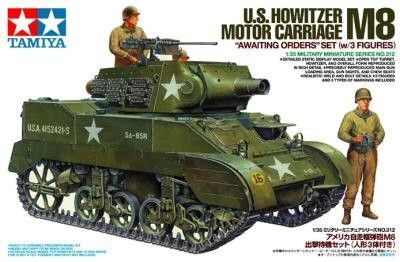 1:35 U.S. Howitzer Motor Carriage M8 Awaiting Orders Set (w/3 Figures)