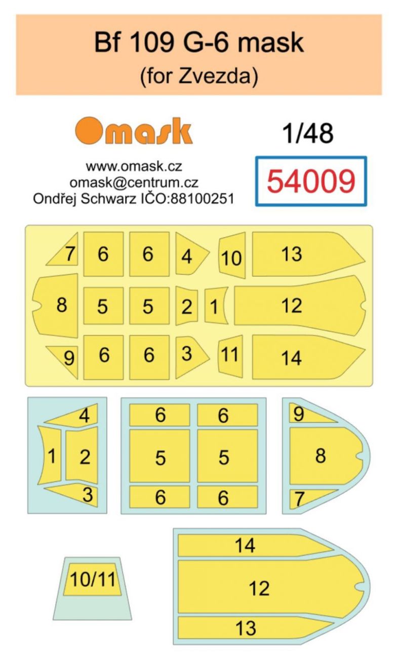 1:48 Bf 109 G-6 mask (forZvezda)