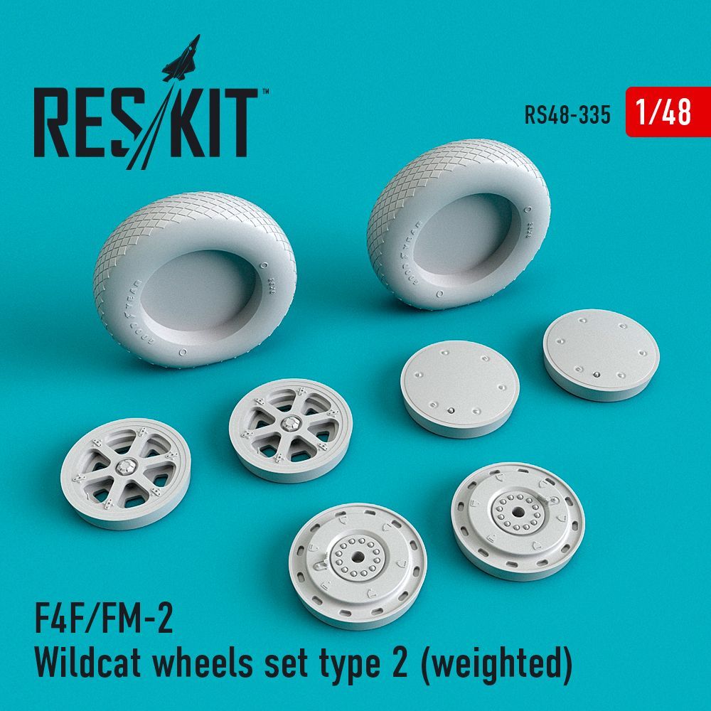 1:48 Grumman F-4F/FM-2 Wildcat wheels set type 2 (weighted)