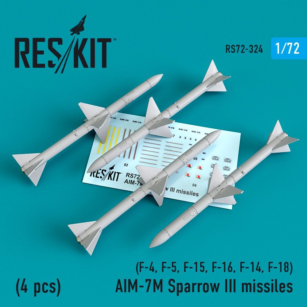 1:72 AIM-7M Sparrow III missiles (4pcs) (F-4, F-5, F-15, F-16, F-14, F-18)