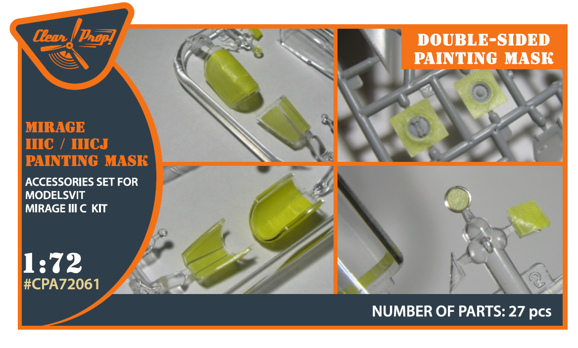 1:72 Mirage IIIC/IIICJ double-sided painting mask for Modelsvit kit 