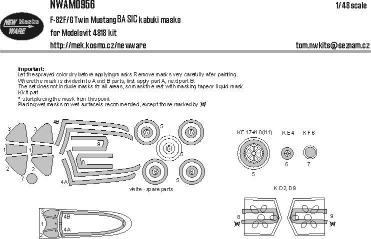 1:48 F-82F/G Twin Mustang BASIC kabuki masks