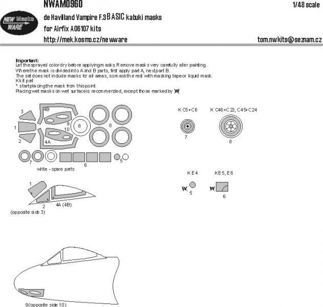 1:48 de Havilland Vampire F.3 BASIC kabuki masks