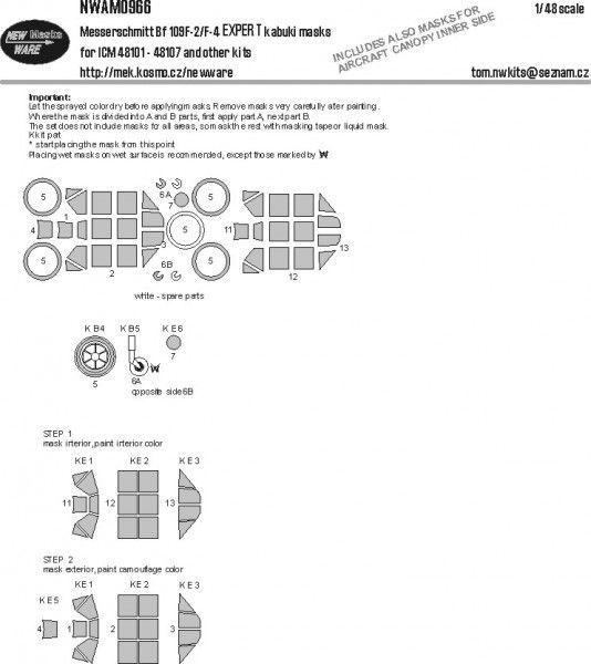 1:48 Messerschmitt F-2/F-4 EXPERT kabuki masks
