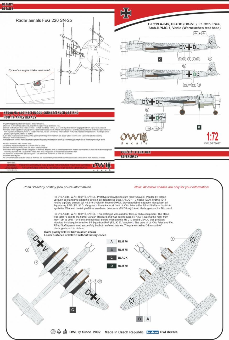 1:72 He 219 A-045, G9+DC (DV+VL) NJG 1