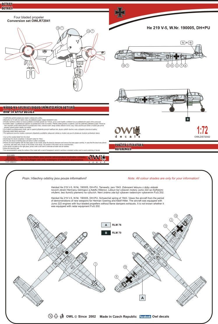1:72 He 219 V-5 DH+PU (late)