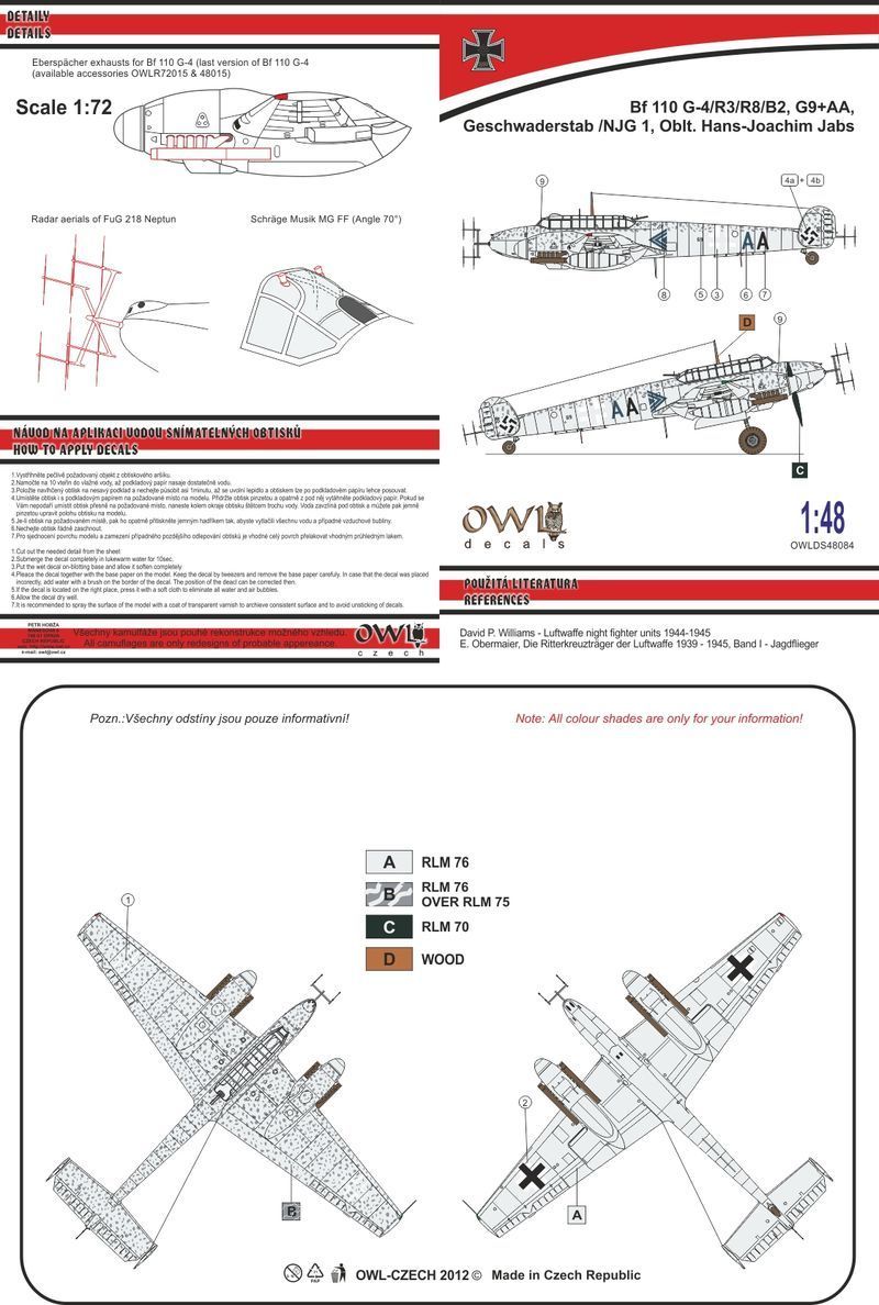 1:48 Bf 110 G-4/R2/R8/B2 G9+AA (H.J Jabs)