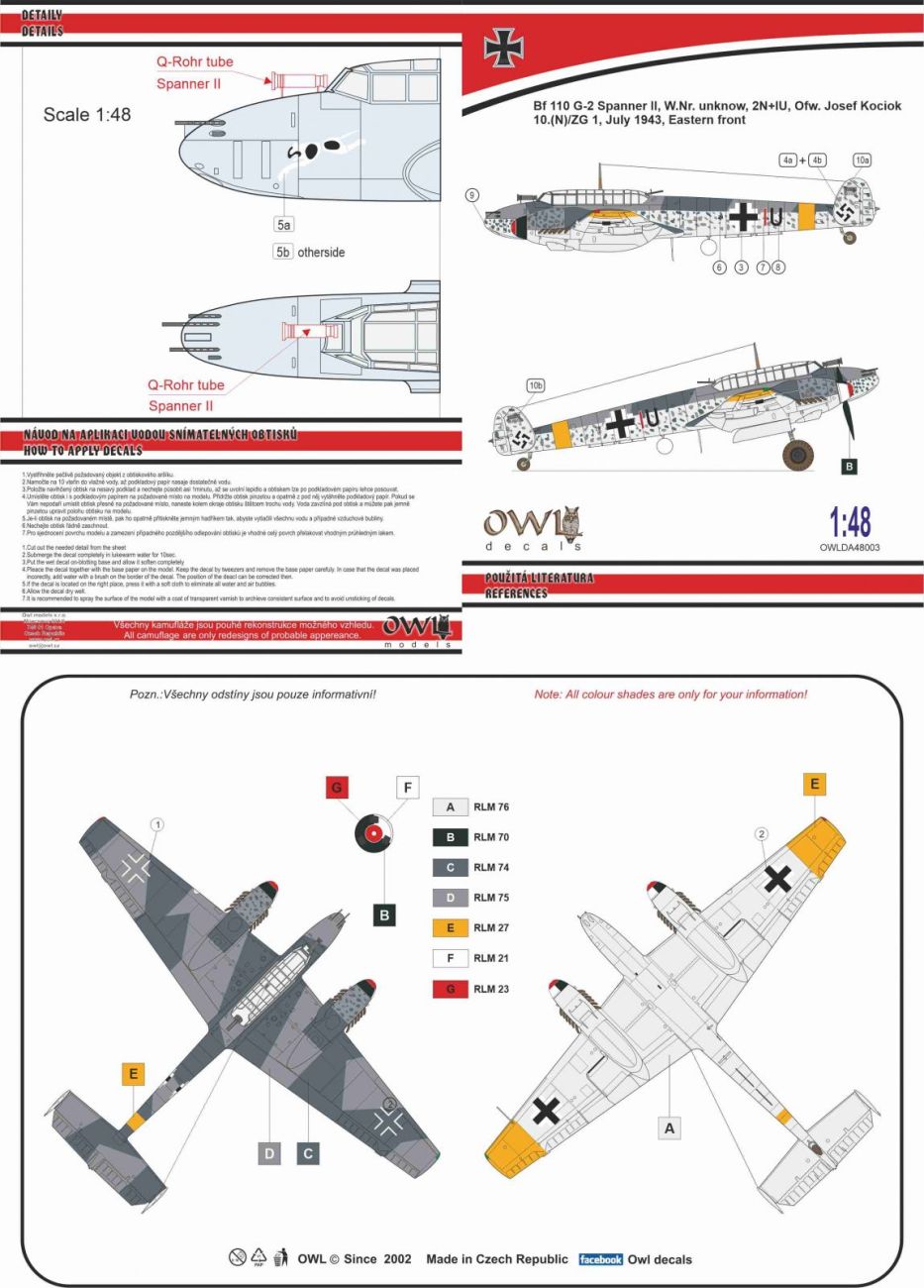 1:48 Bf 110 G-2 Spanner II Anlage, Owf. Josef Kociok