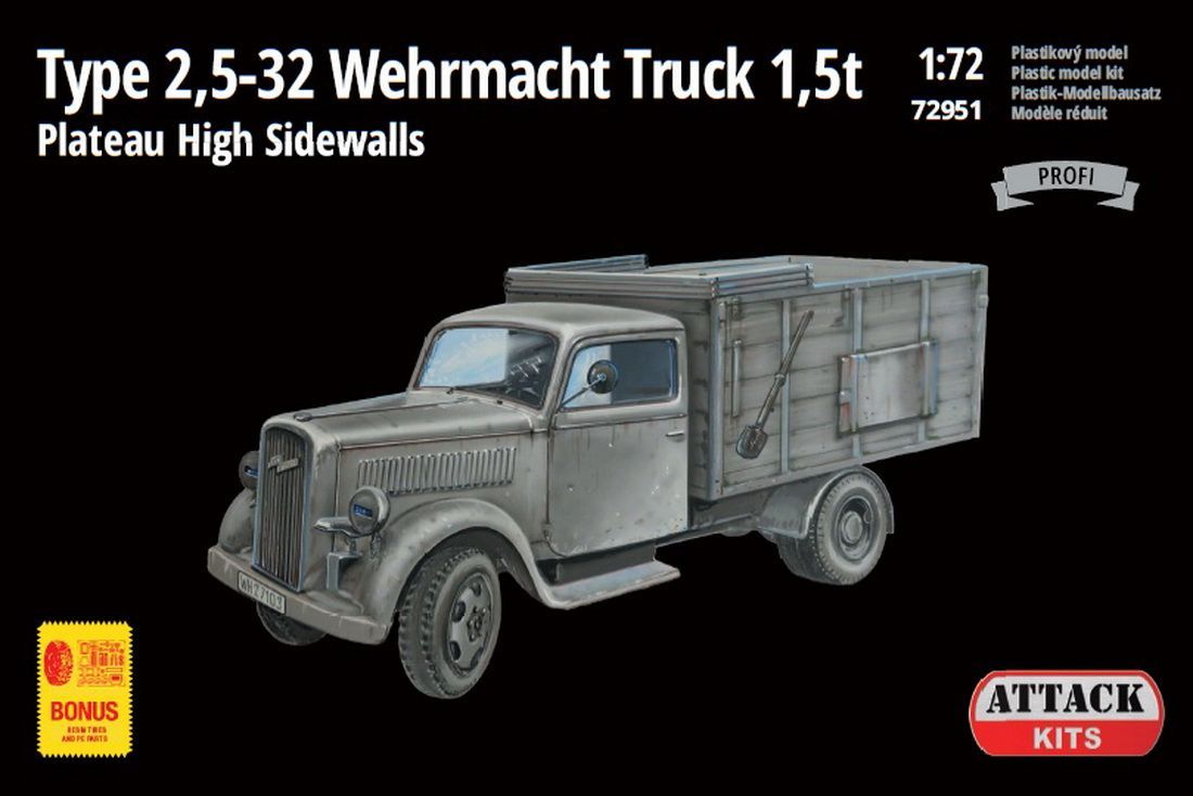 1:72 Type 2,5-32 Wehrmacht Truck 1,5t Plateau High Sidewalls