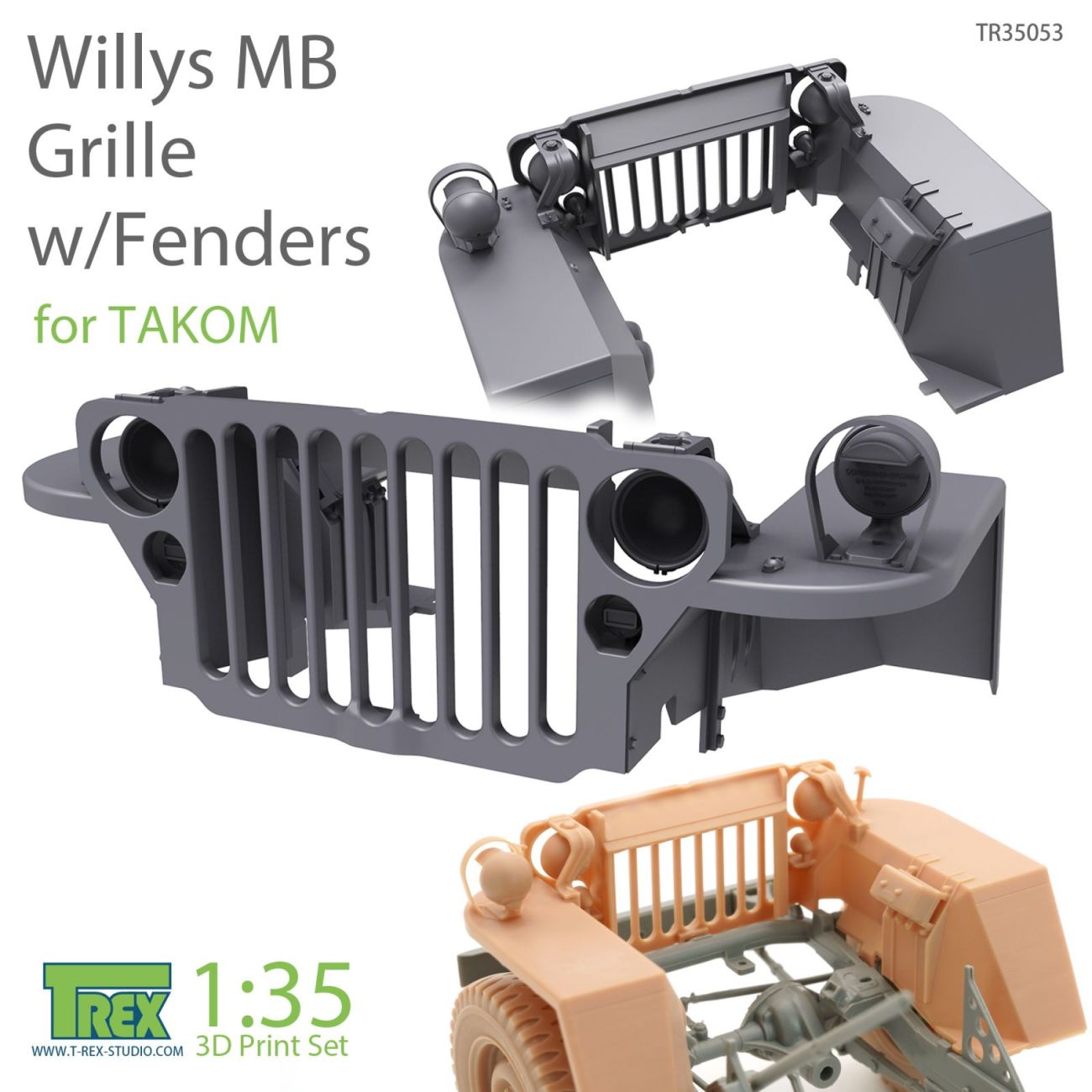 1:35 Willys MB Grille w/Fenders Set for TAKOM