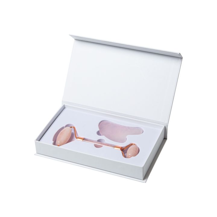 Masážní sada Face roller a Gua sha růženín