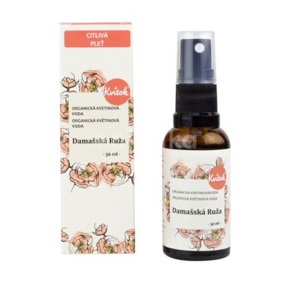 Kvitok Květinová voda s rozprašovačem - damašská růže (30 ml)