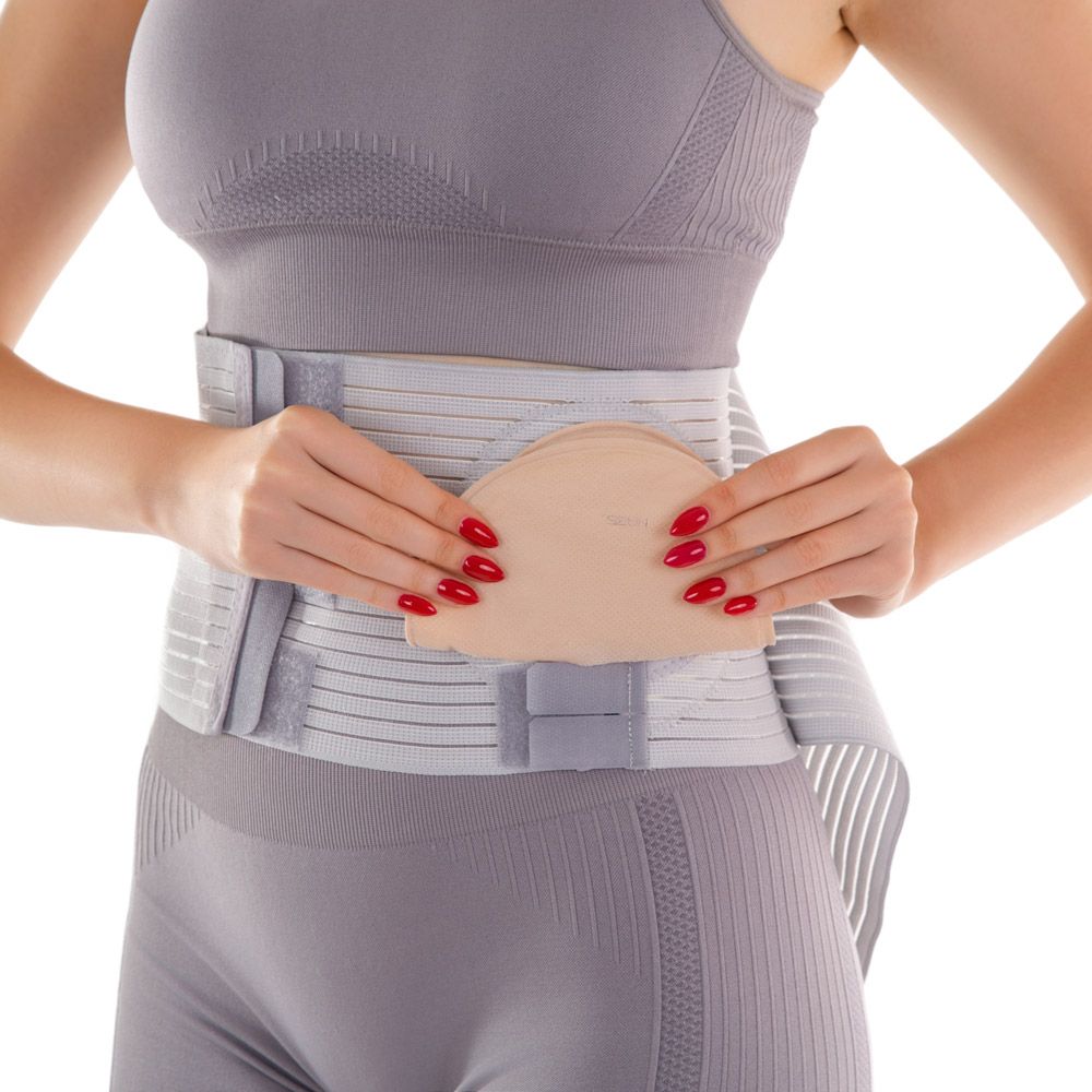 Sanomed Stoma - břišní pás stomický, barva šedá, výška 16 cm