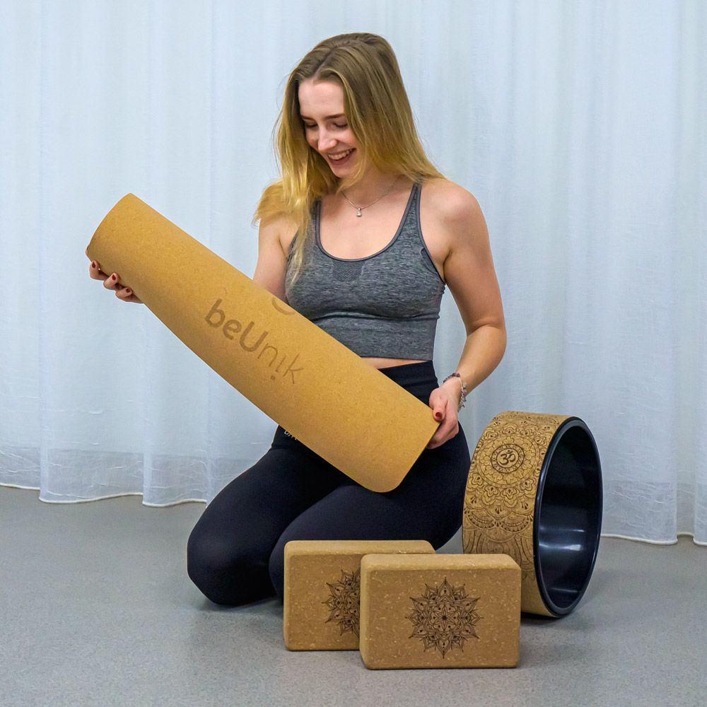 Sada na jógu - korková podložka, bloky, válec, kruh