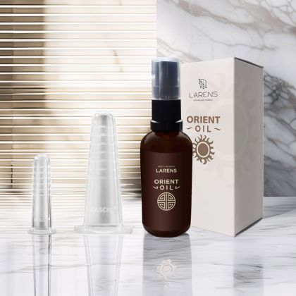 Fasciq Masážní obličejový set Orient - baňky mini a střední, olej Orient 50 ml
