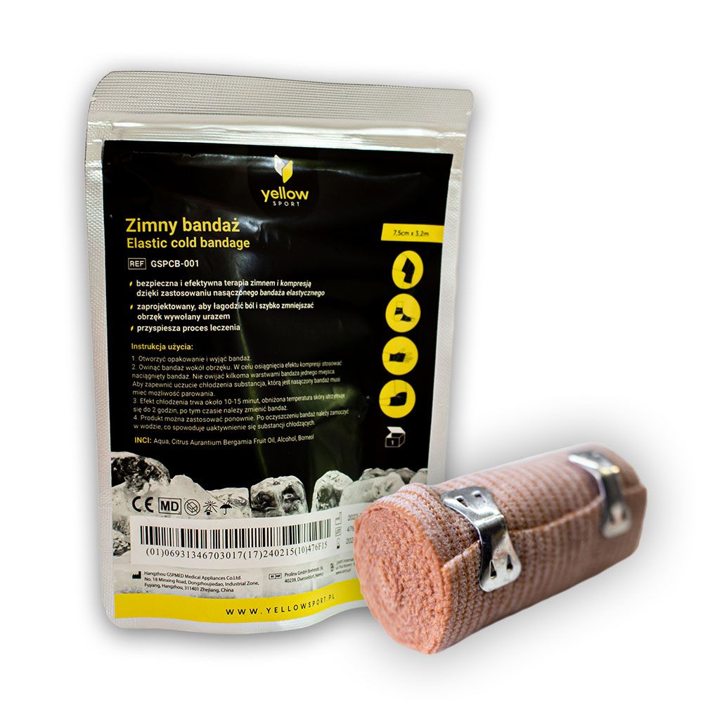 yellowSPORT Elastický chladící obvaz - 7,5 cm x 3,2 m