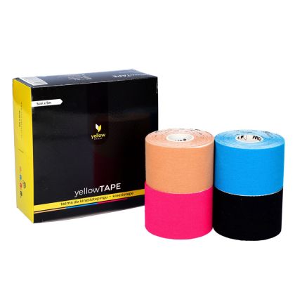 yellowSPORT kineziologický tejp 5cm x 5m, 4 ks, mix barev