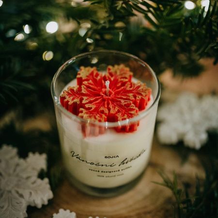 Sojka VÁNOČNÍ HVĚZDA - vonná designová svíčka