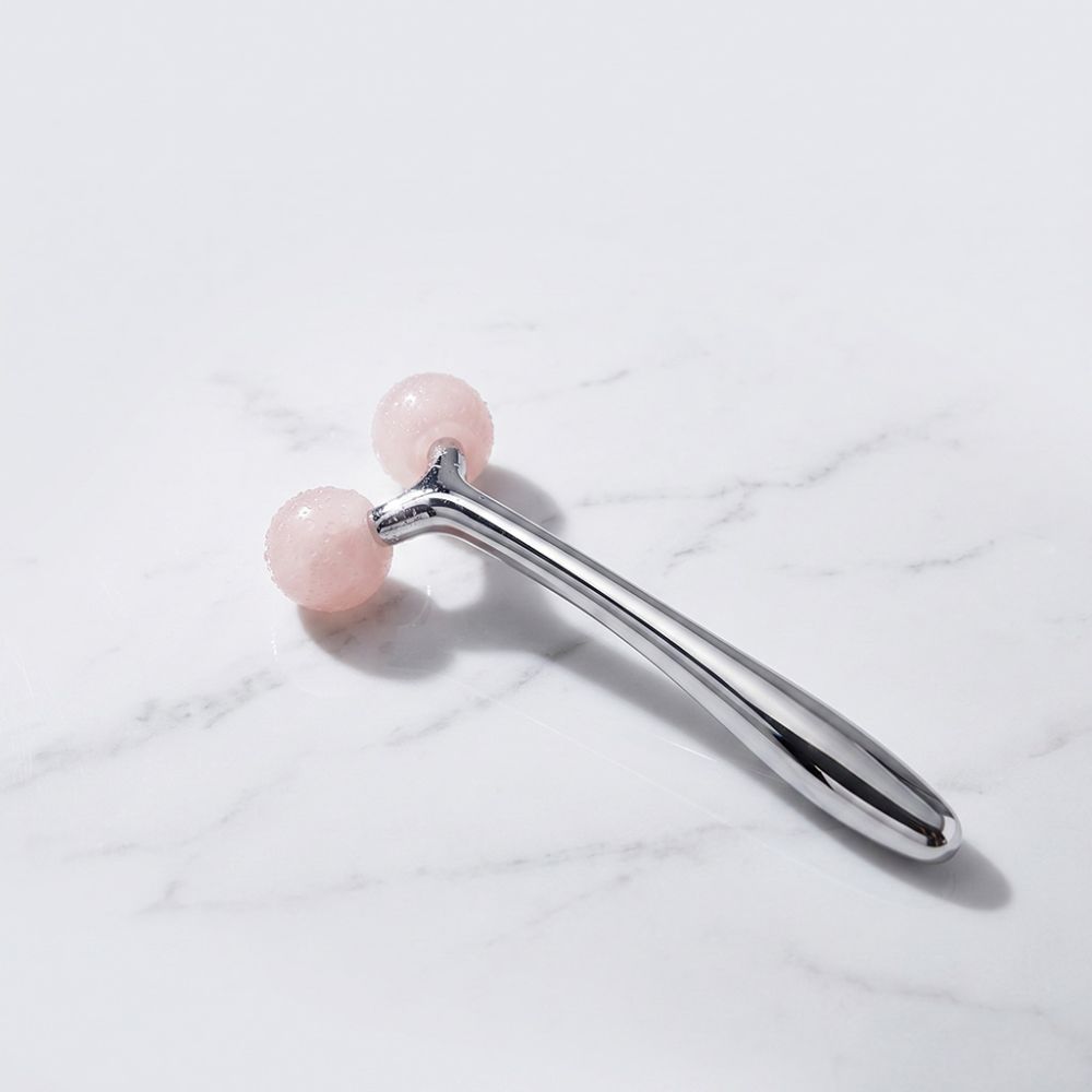 Face 3D roller - rose quartz, masážní váleček pro lifting pokožky obličeje