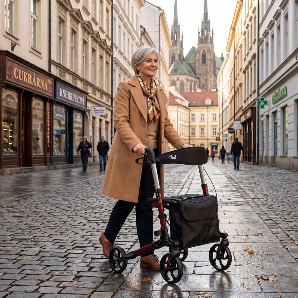 Medicco Commode čtyřkolové skládací chodítko 