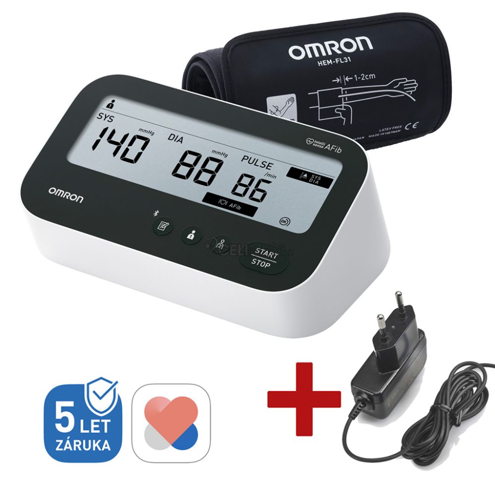 Omron M4 Connect AFib digitální tonometr + zdroj