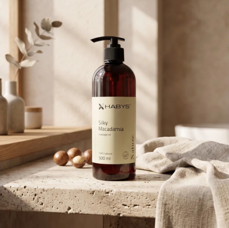 Habys Silky Macadamia — macadamiový masážní olej, 500 ml