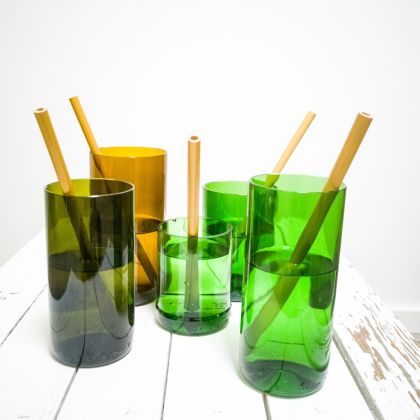 beUnik Bambusová brčka - sada 5 ks s kartáčkem