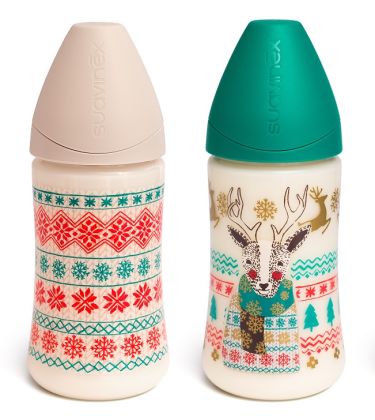 SUAVINEX | LÁHEV 270 ml Kulatá savička 3-poziční - kolekce WINTER - KRÉMOVÁ