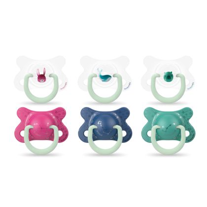 SUAVINEX | Cumlík DEŇ&NOC fyziologické silikón -2-4m 2ks - modrá veľryba