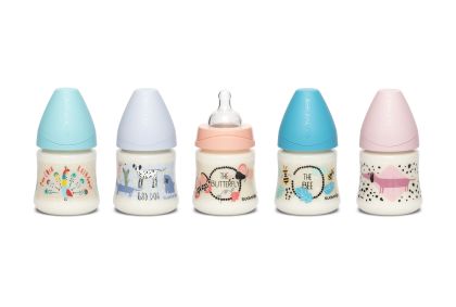 SUAVINEX | LÁHEV Kulatá savička SILIKON 150 ml - MODRÁ VČELA
