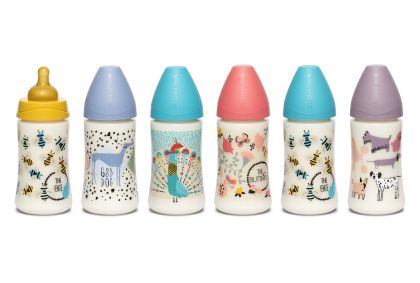 SUAVINEX | LÁHEV Kulatá savička LATEX 270 ml - MODRÝ PÁV