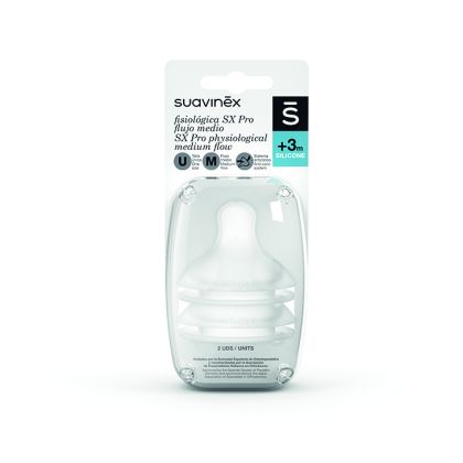 SUAVINEX | SAVIČKA SX PRO FYZIOLOGICKÁ MF STŘEDNÍ PRŮTOK 2 KUSY 