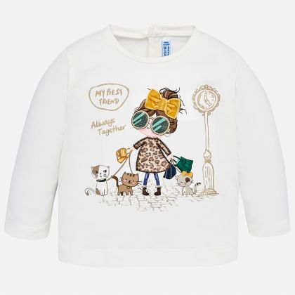 Triko MAYORAL bílé BEST FRIEND - 9 měsíců 