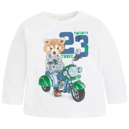 Triko MAYORAL bílé LIŠKA - 9 měsíců 