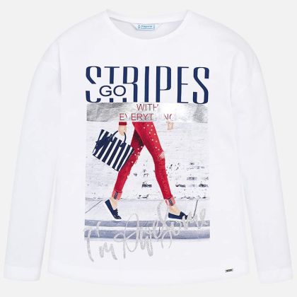 Triko MAYORAL bílé STRIPES - 14 let 