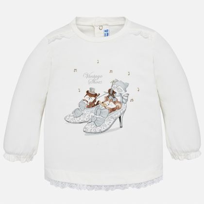 Triko MAYORAL bílé STŘEVÍČKY - 12 měsíců 